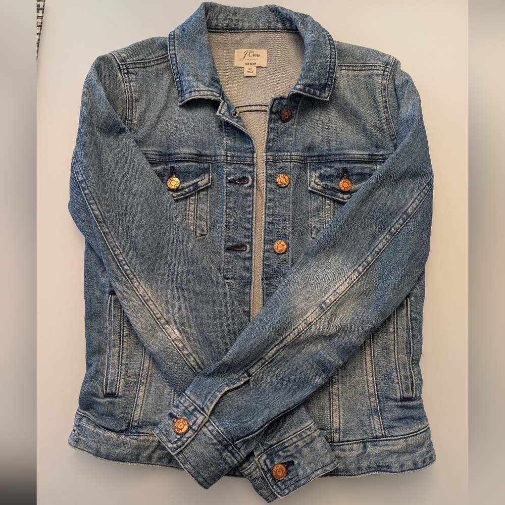 J. Crew Light Blue Jean Jacket with Brown Buttons